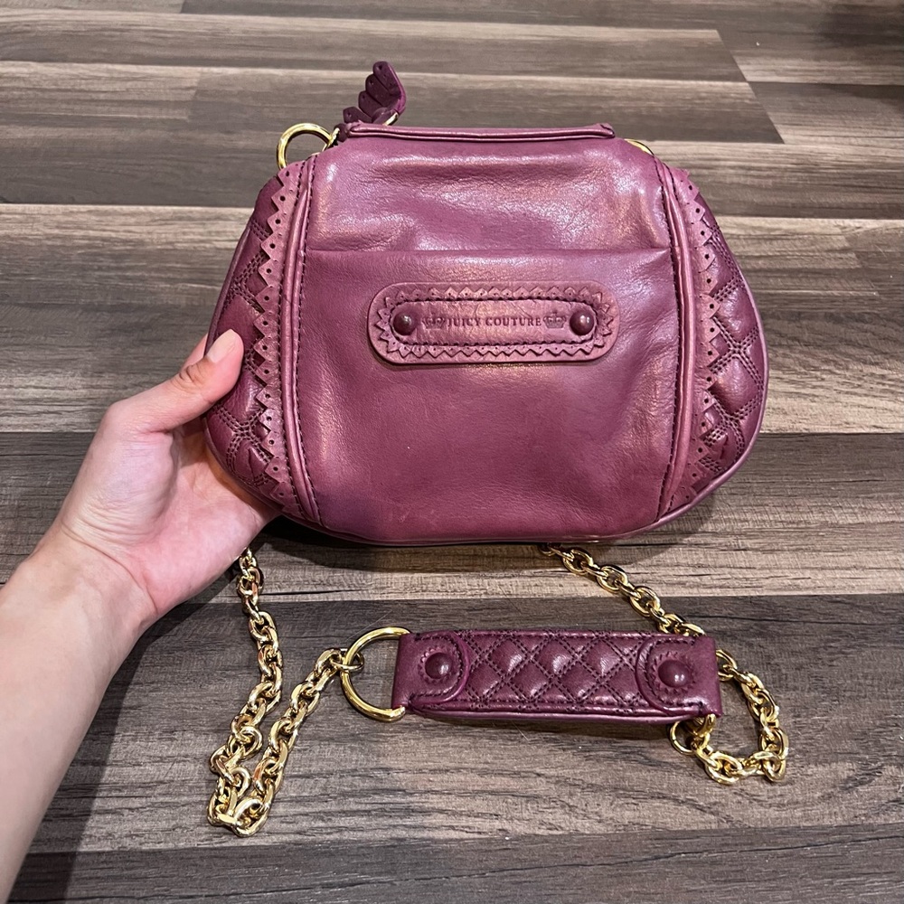 Juicy Couture Y2K Purple Quilted Genuine Leather Women's Crossbody Bag / Clutch